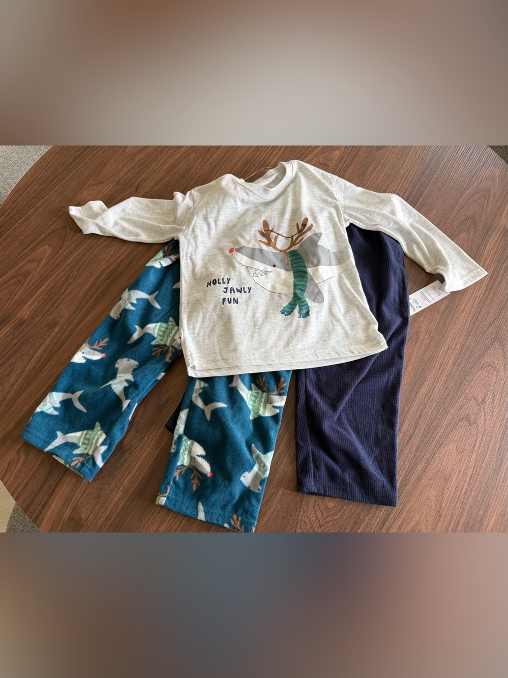 Carter's 3 pc Shark Pajama Set 4T antlers Jolly jawly fun multi color